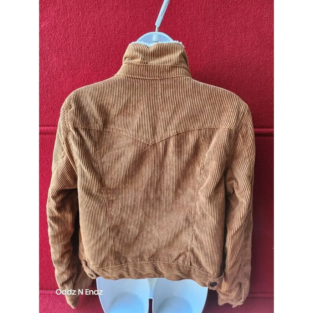Ashley Girls Corduroy Sherpa-Lined Jacket Large Brown‎ Cozy Button Up